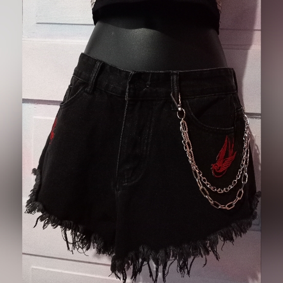 RAGE custom gothic babe OOAK vintage shorts! SOLD - Picture 3 of 9